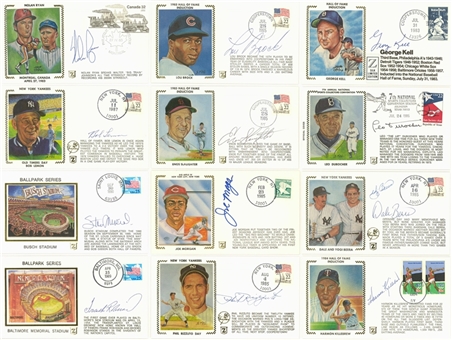 Lot of (12) First Day Cover Cachets Signed by MLB Hall of Famers (Beckett)